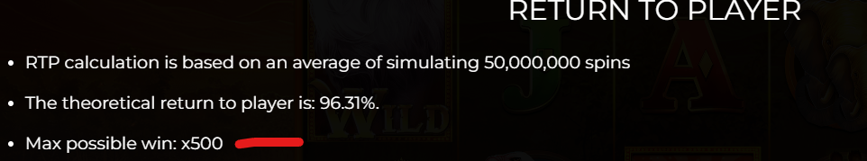 Example of max win for slot