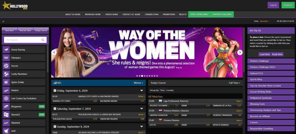 Hollywoodbets desktop view