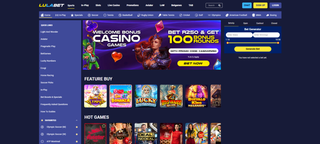 Lulabet Desktop View